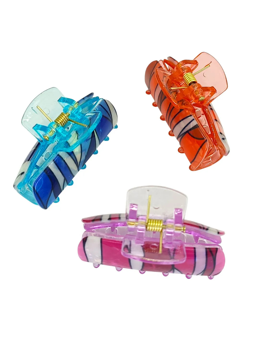 Women Set of 3 Vibrant Multicolor Claw Clip