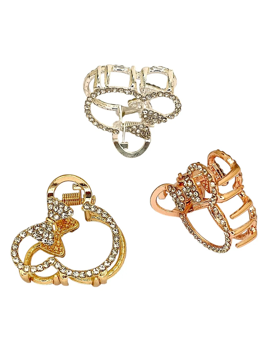 Women Set of 3 Stone-Studded Claw Clip