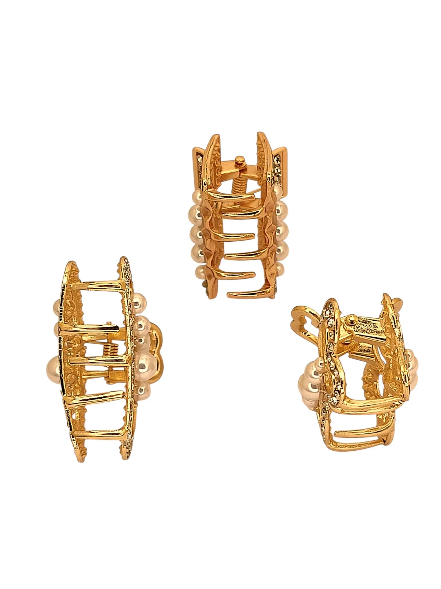 Women Set of 3 Claw Clip with Stone and Beads Studded