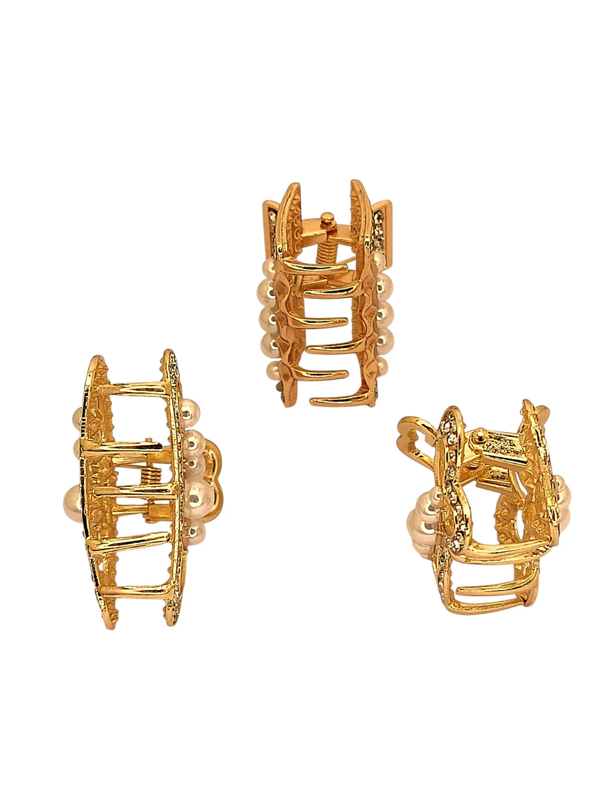 Women Set of 3 Claw Clip with Stone and Beads Studded