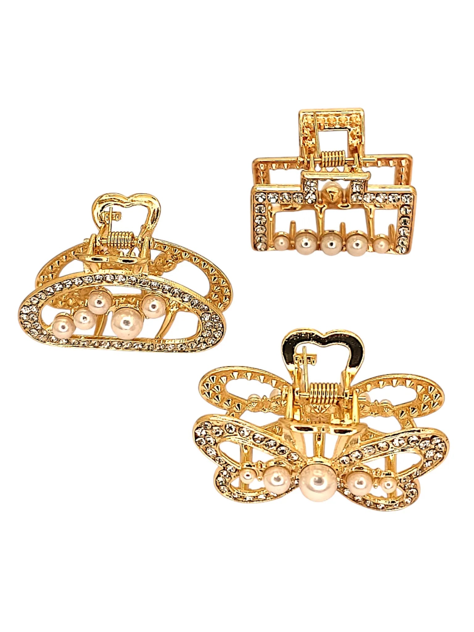 Women Set of 3 Claw Clip with Stone and Beads Studded