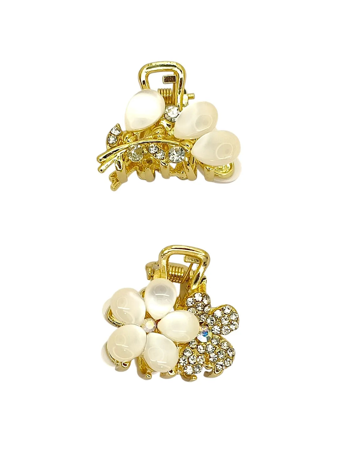 Women Set of 2 Stone and Bead Studded Claw Clip