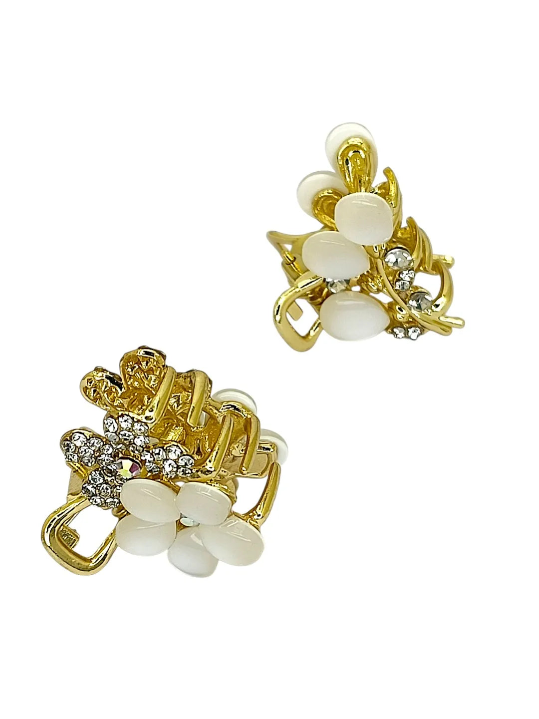 Women Set of 2 Stone and Bead Studded Claw Clip