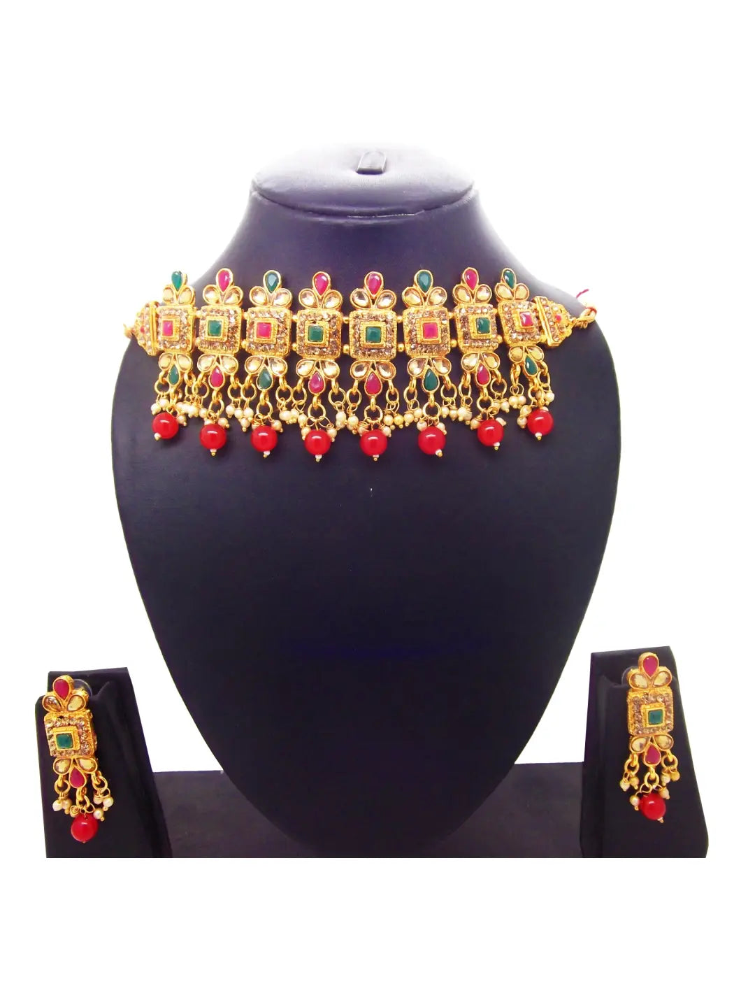 Red & Green Choker Necklace Set