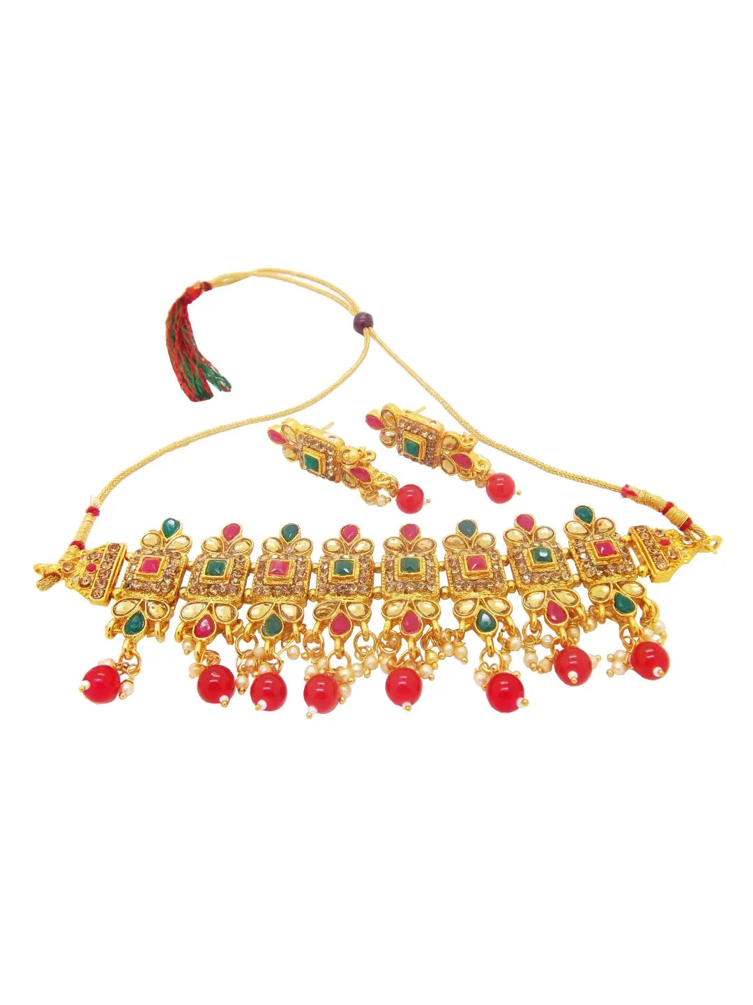 Red & Green Choker Necklace Set