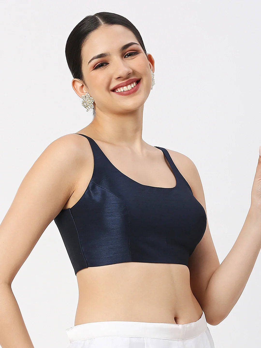 Navy Elegance Silk Blouse