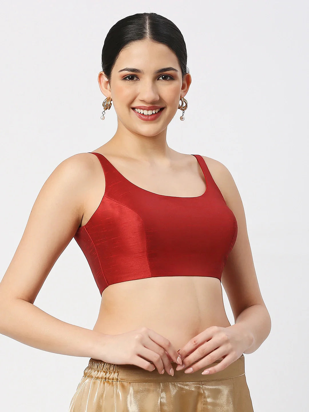 Burgundy Maroon Silk Blouse