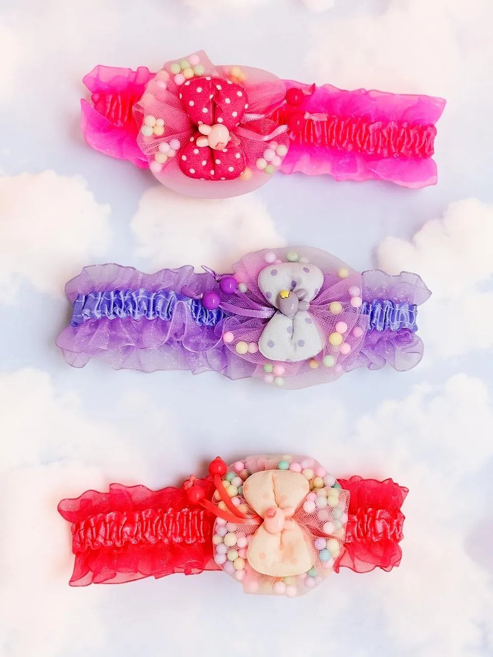 Set of 3 Lace Bow Hairbands