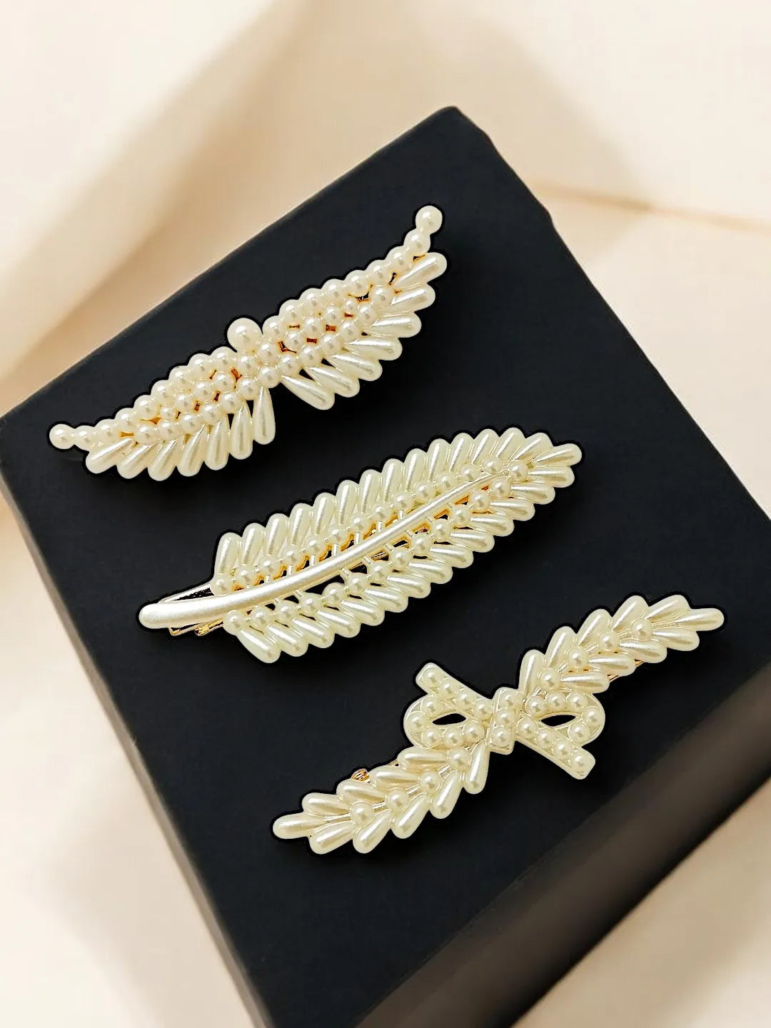 Set of 3 Beaded Tic Tac Hair Clip