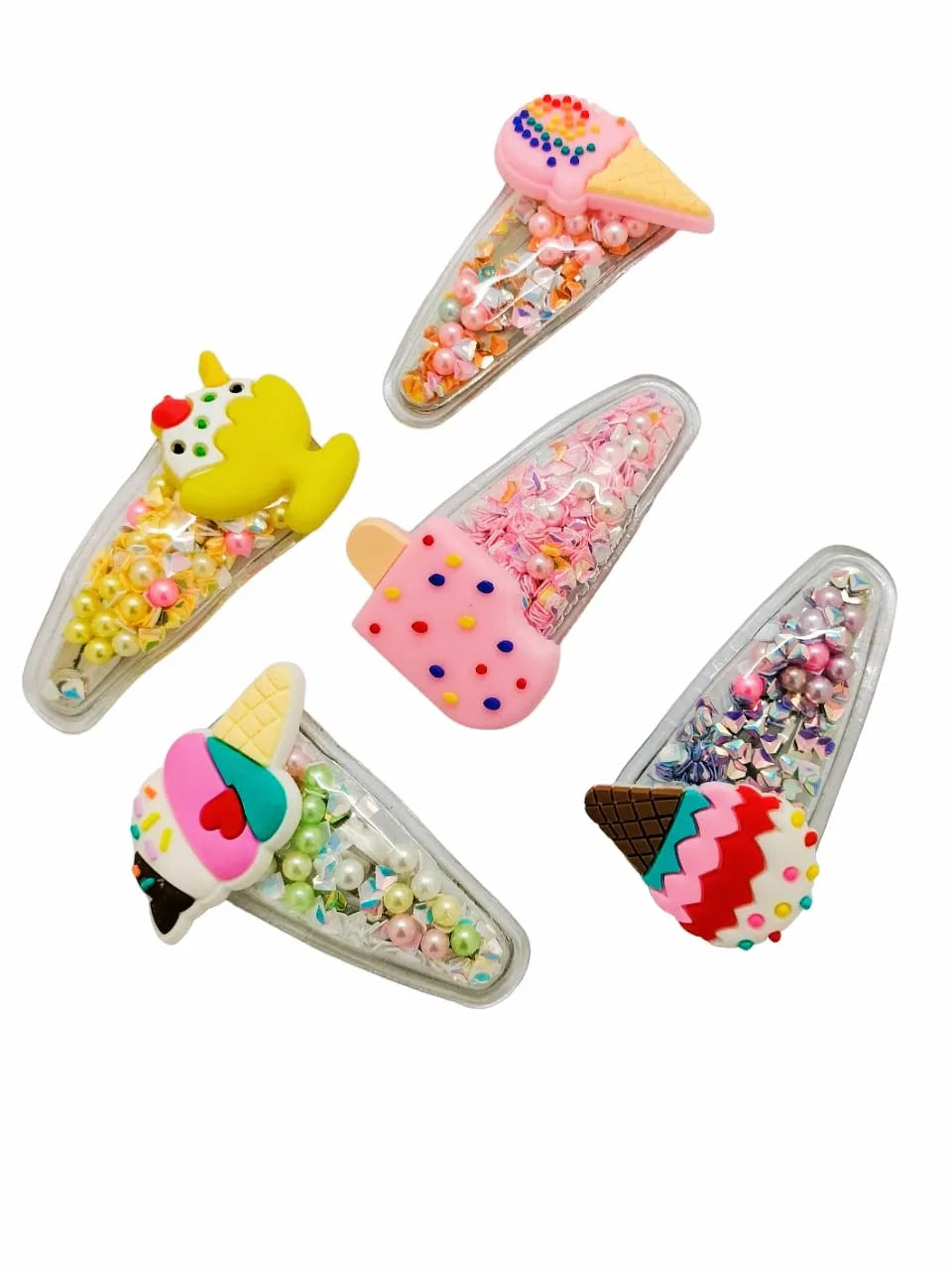 Set Of 5 Embellished Tic Tac Hair Clip