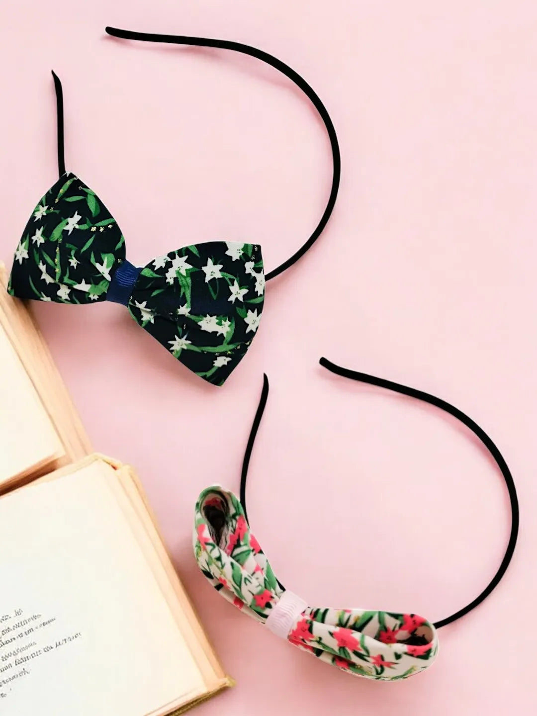 Set of 2 Floral Printed Bow Hairbands