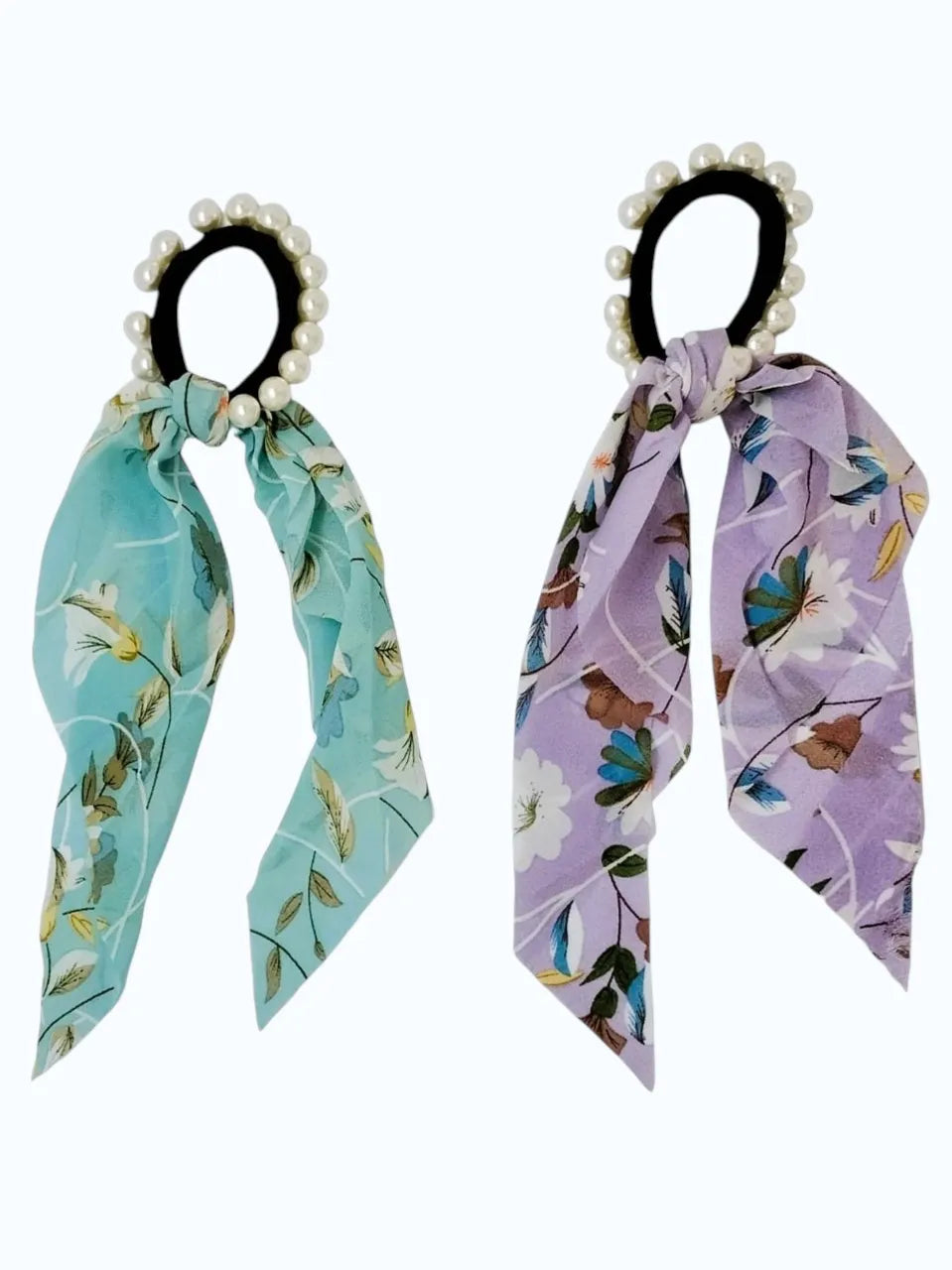Set Of 2 Embellished Pastel Ponytail Holders