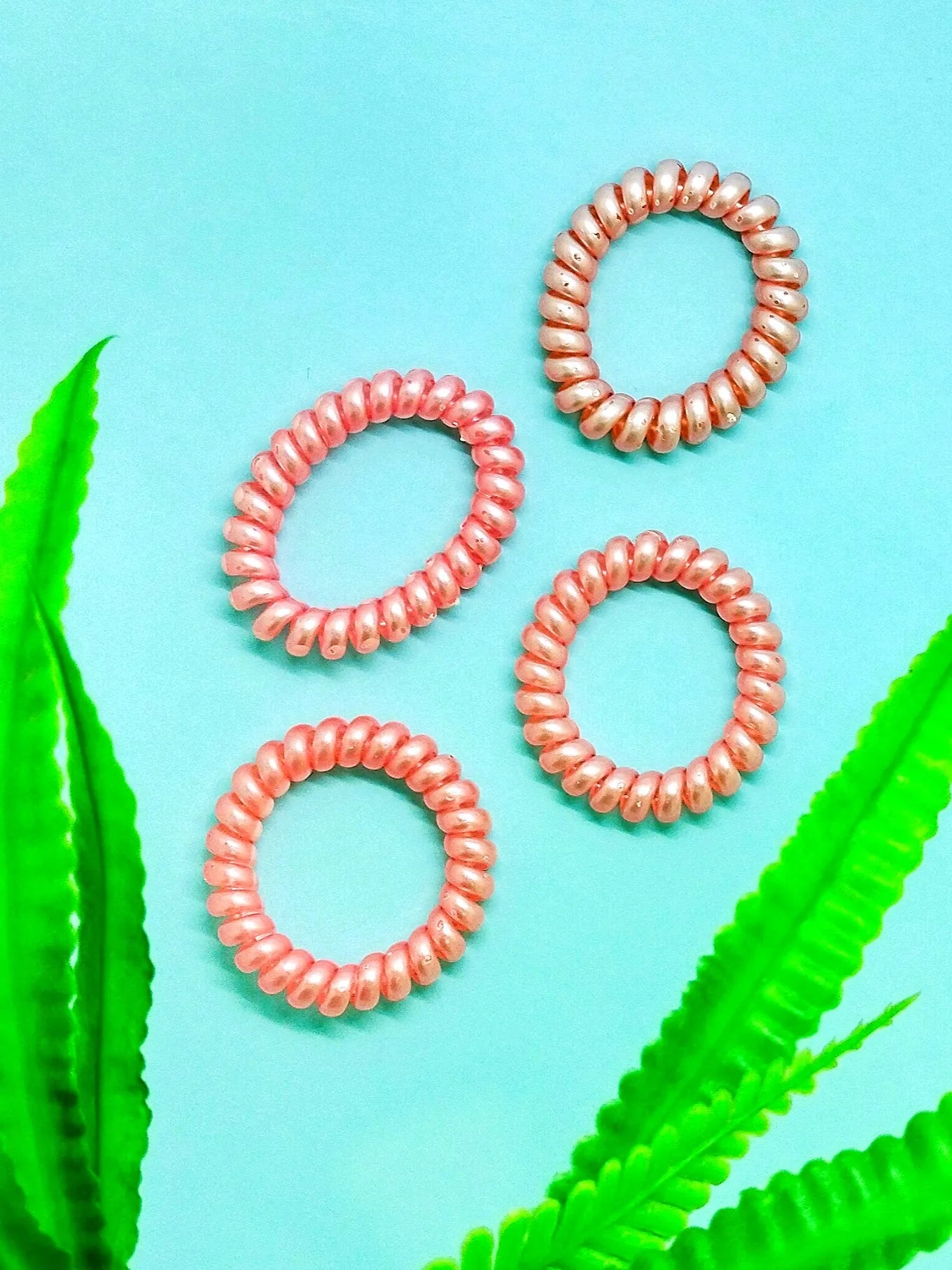 Set of 4 Red Spring Ponytail Holders