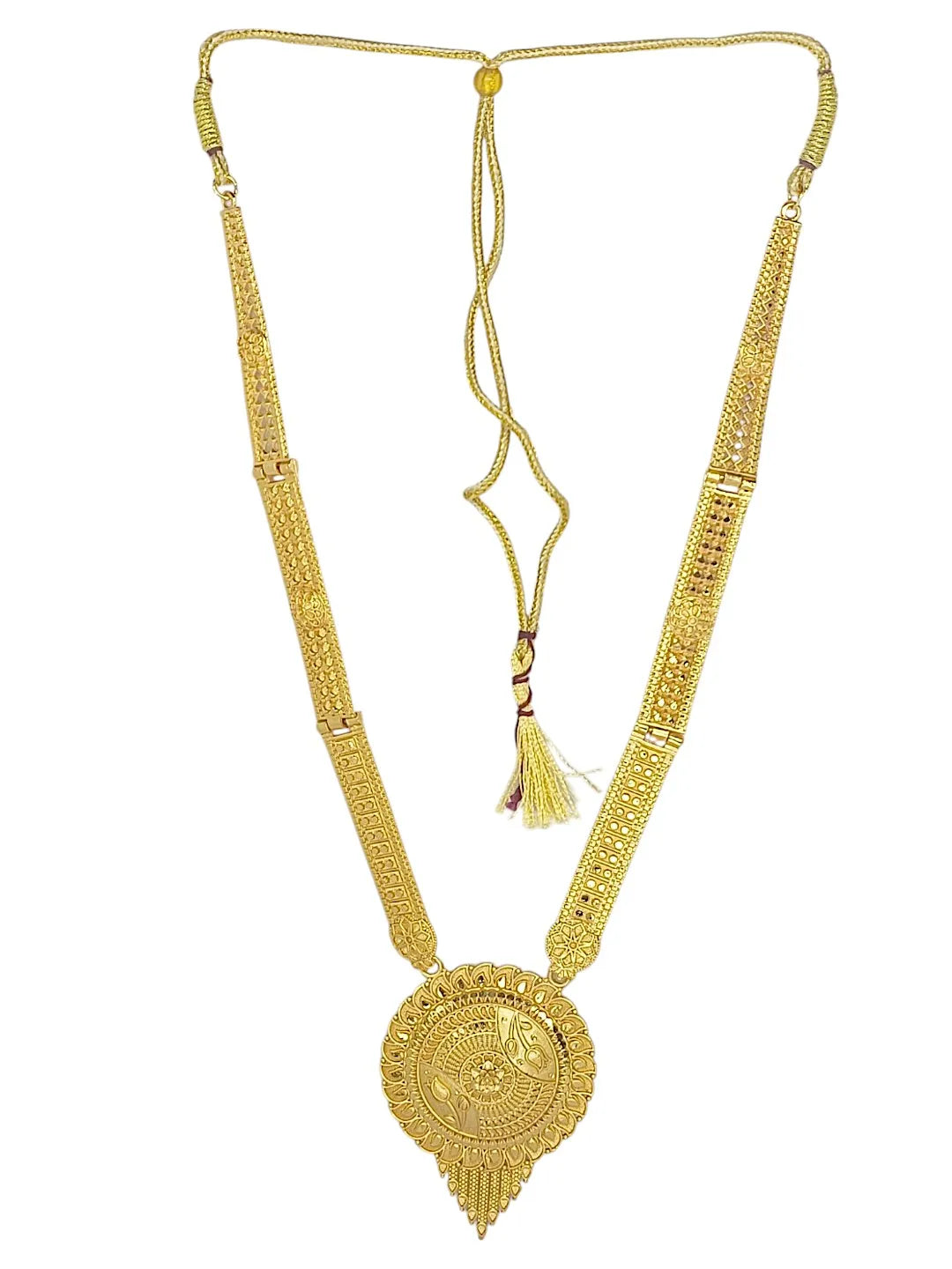 Gold Plated Round Shape Long Haaram Necklace Set