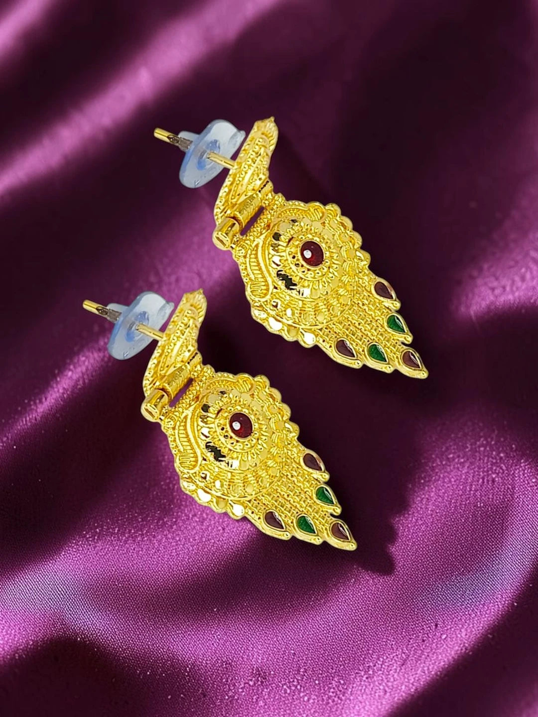Gold-Plated Meenakari Long Haaram Necklace Set For Woment