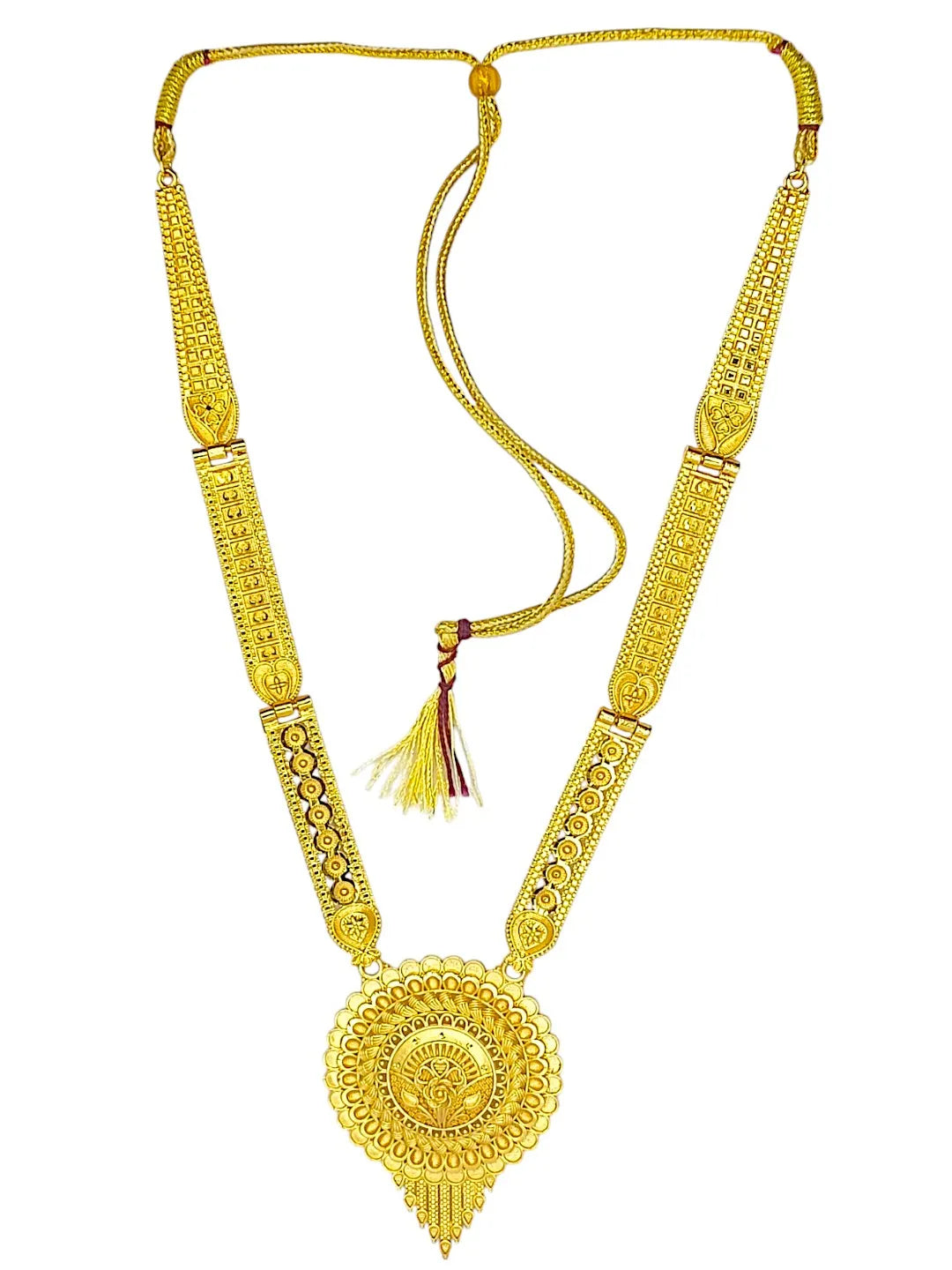 Gold-Plated Round Shape Long Haaram Jewellery Set
