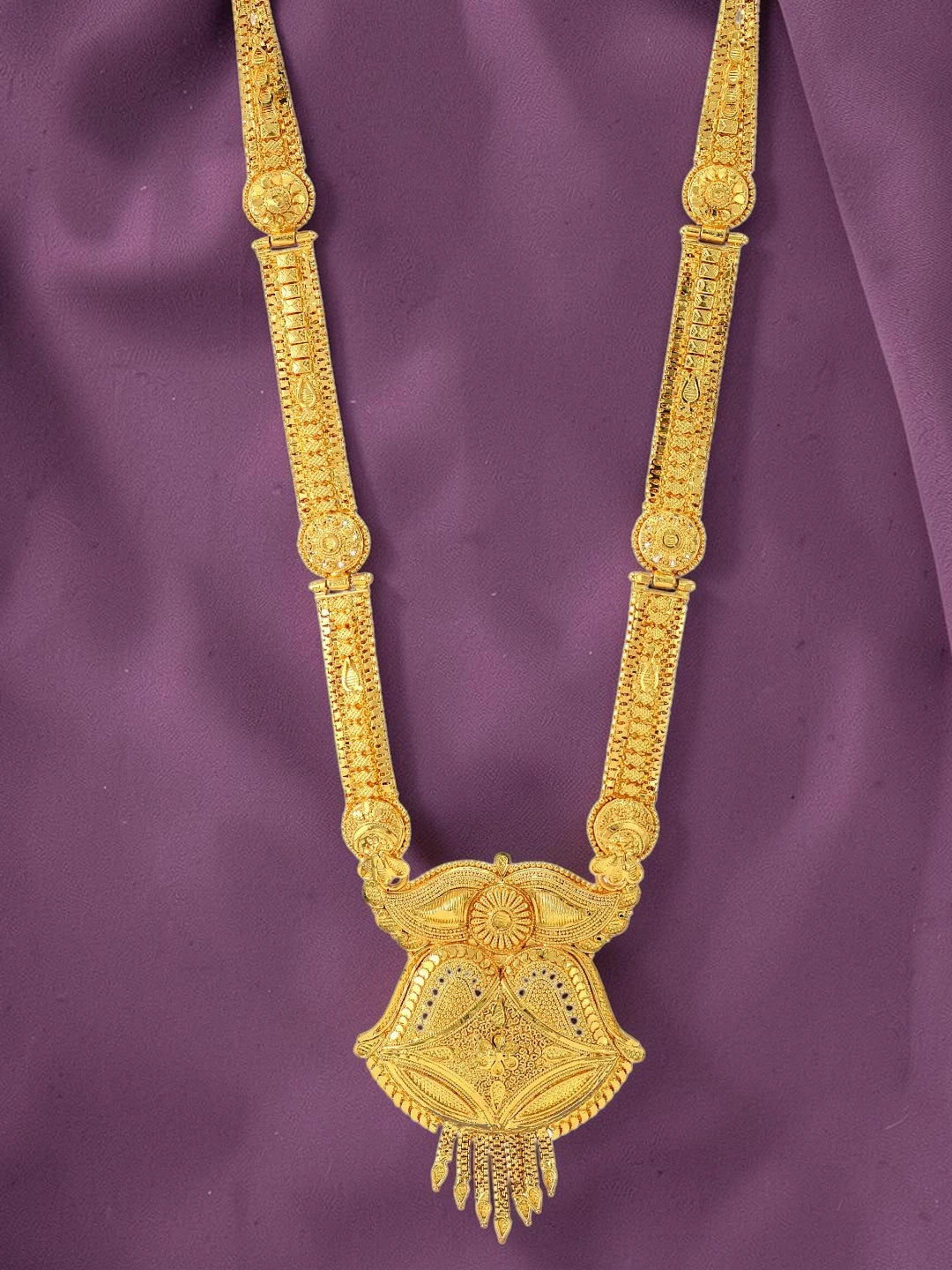 Gold-Plated Long Haaram Necklace Set