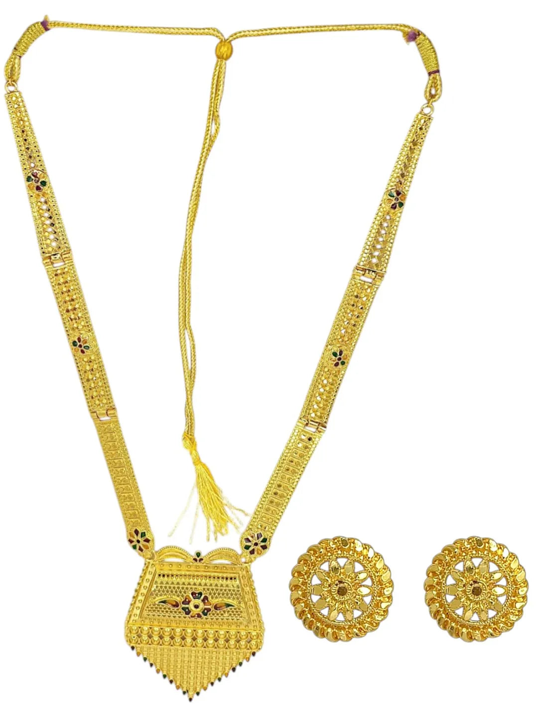Gold-Plated Meenakari Necklace and Earrings