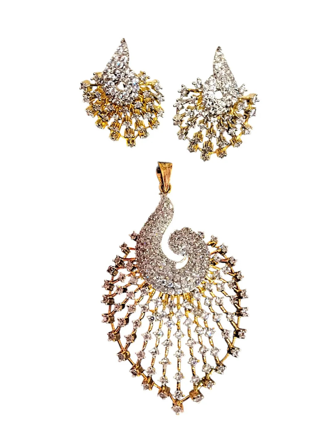 Pendant Gold-Plated American Diamond Studded Jewellery Set
