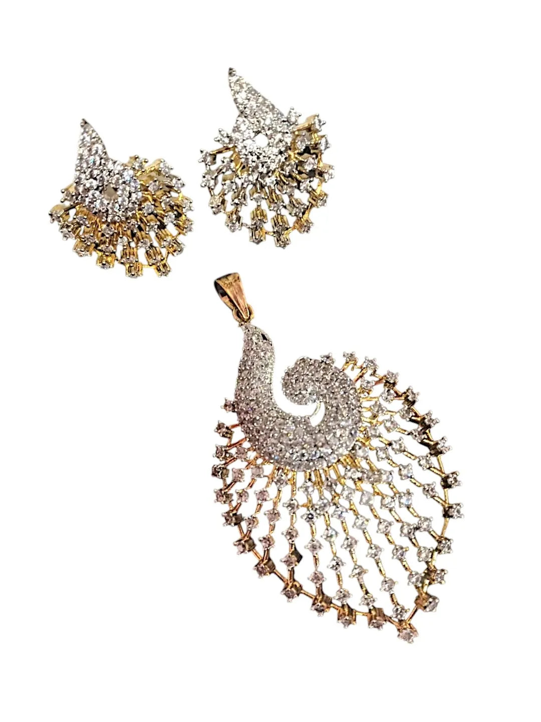 Pendant Gold-Plated American Diamond Studded Jewellery Set