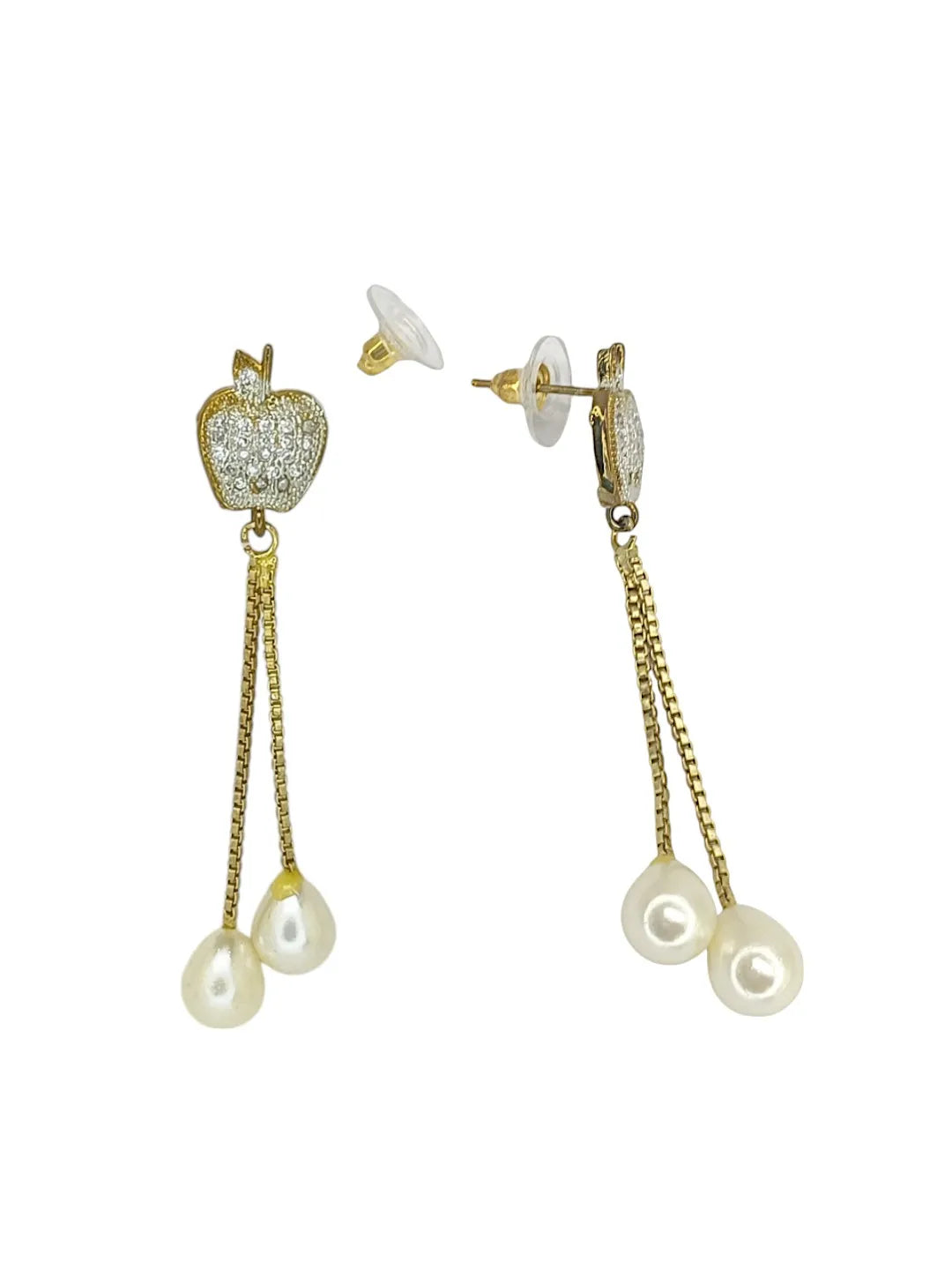 Gold-Plated White & Black AD-Studded & Beaded Mangalsutra