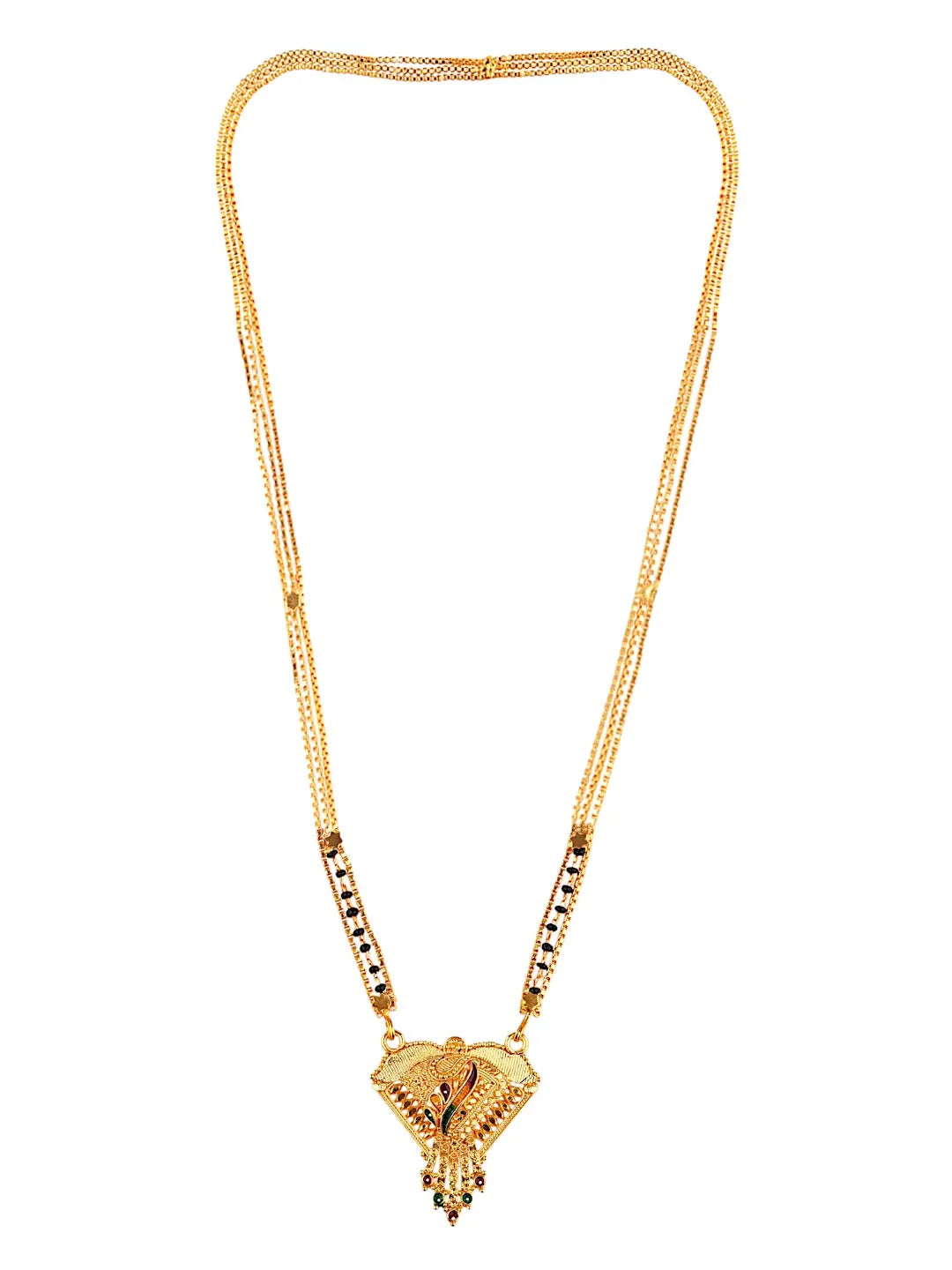 Gold-Plated Black Beaded Mangalsutra