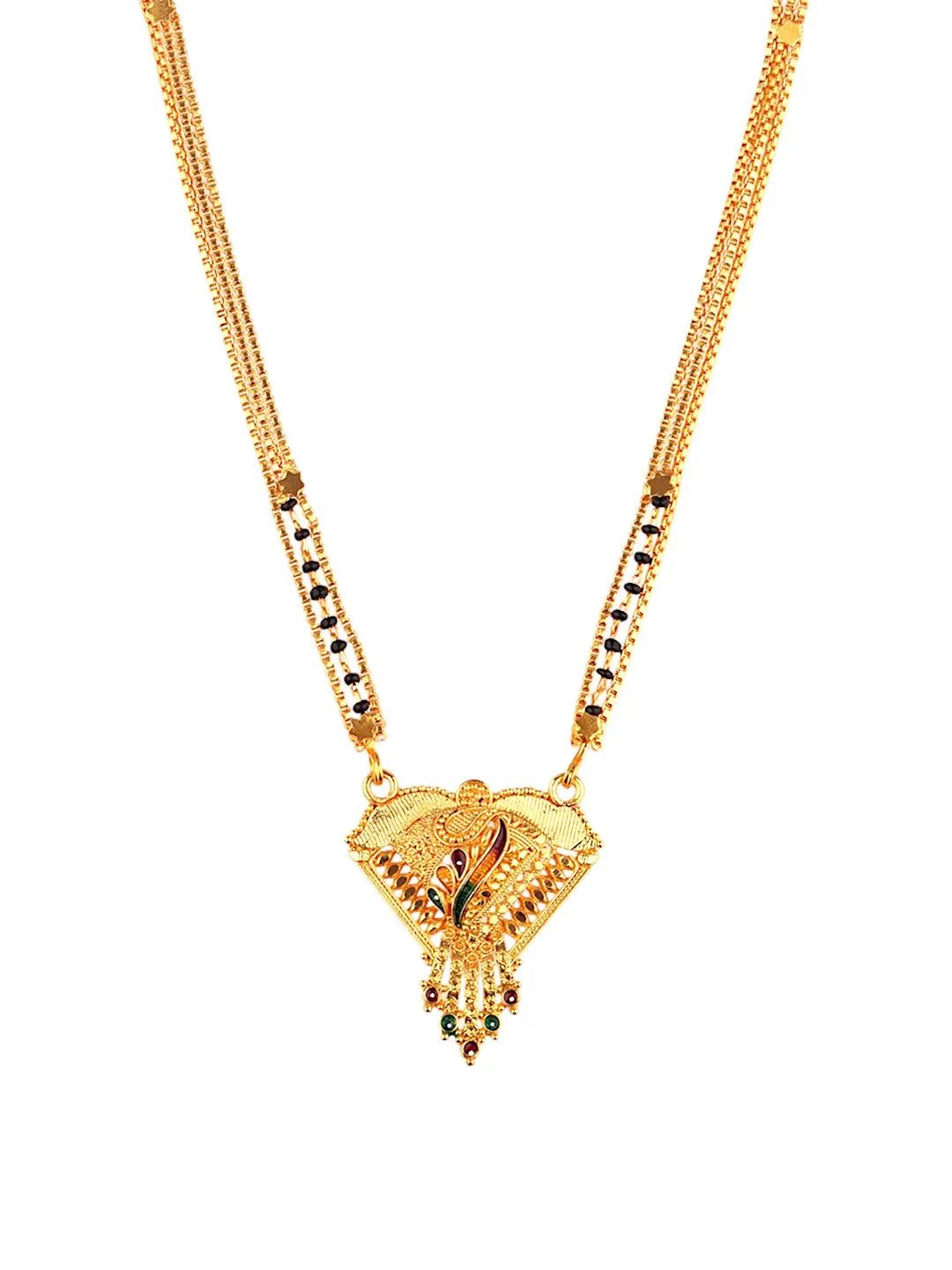 Gold-Plated Black Beaded Mangalsutra