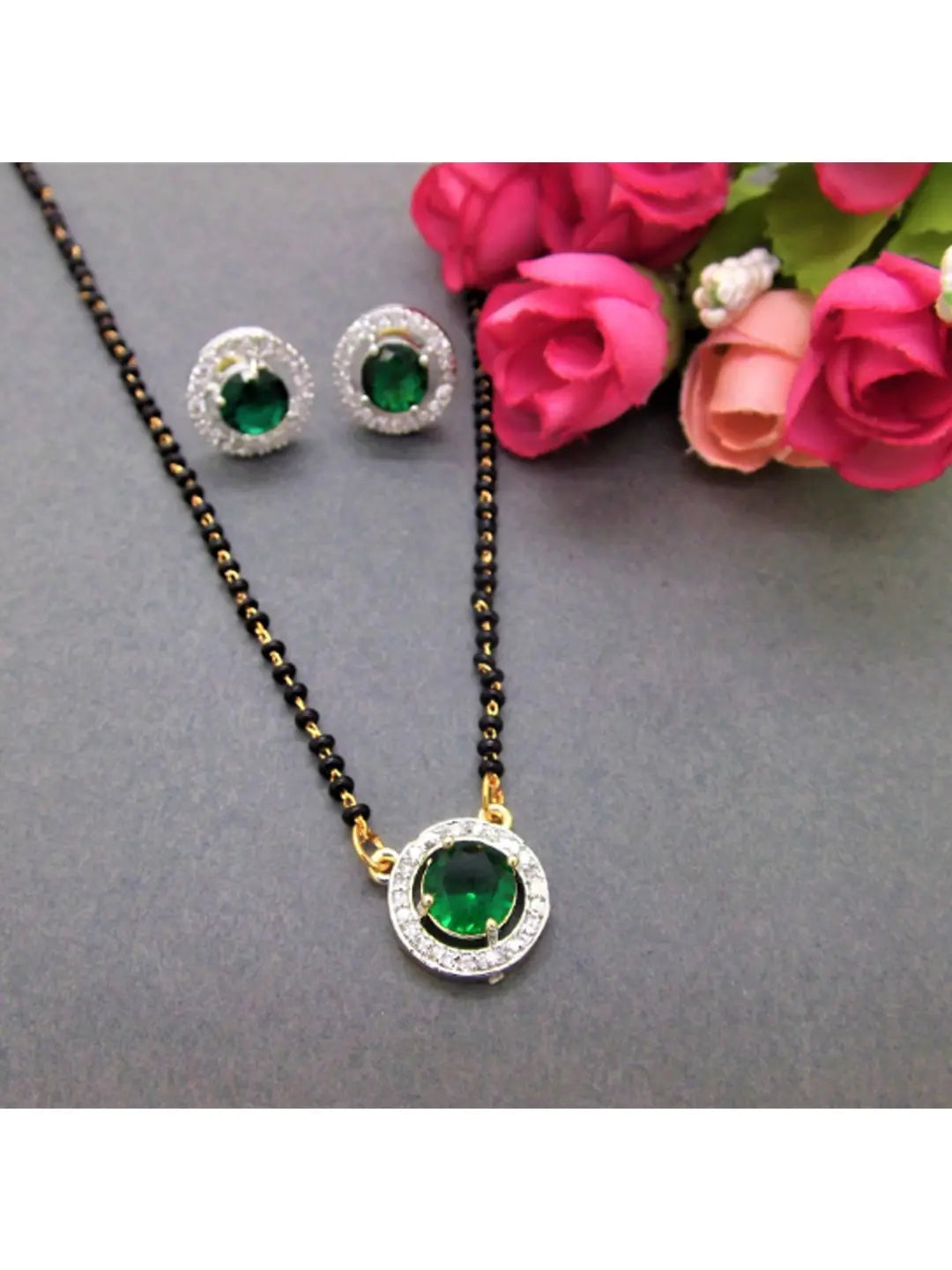 Green Stone Mangalsutra Set