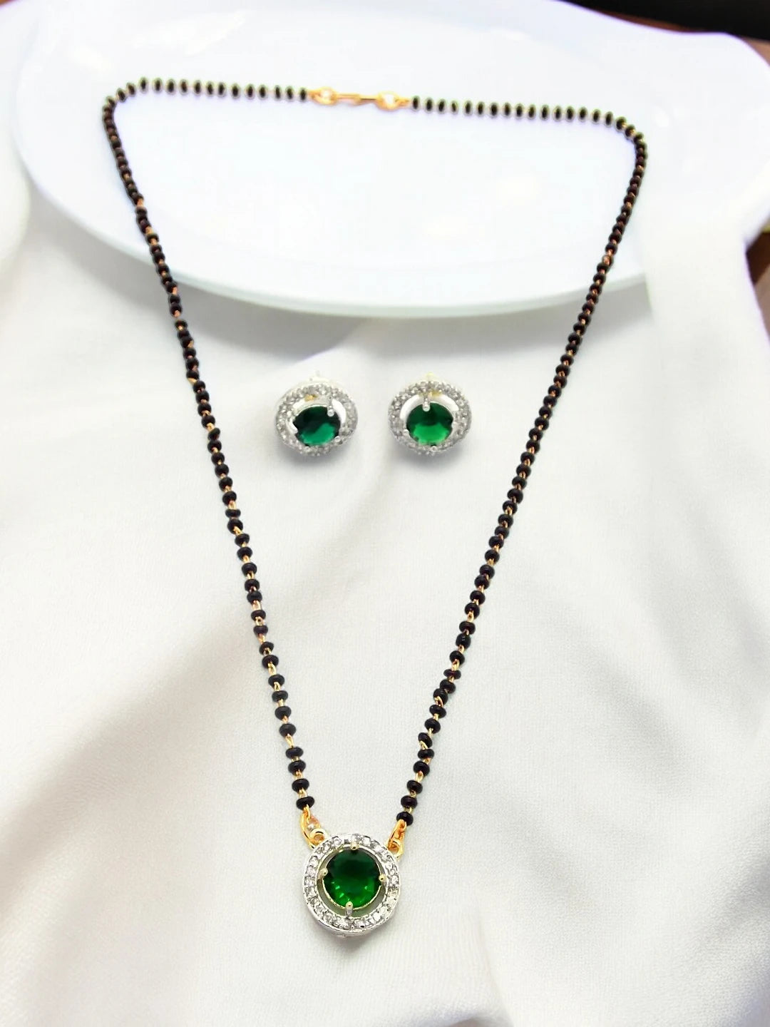 Green Stone Mangalsutra Set