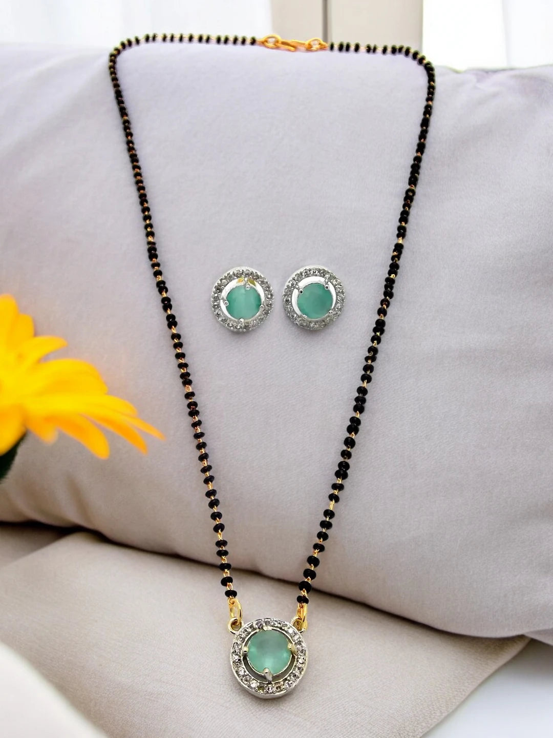 Sea Green Stone Mangalsutra Set