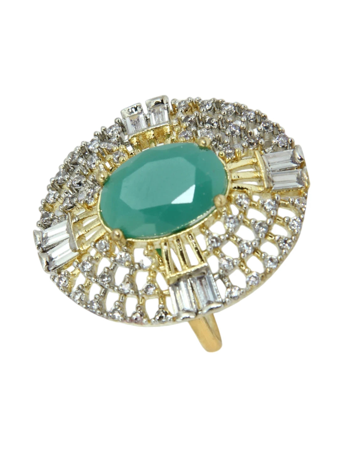 Gold Plated Mint Green Ring
