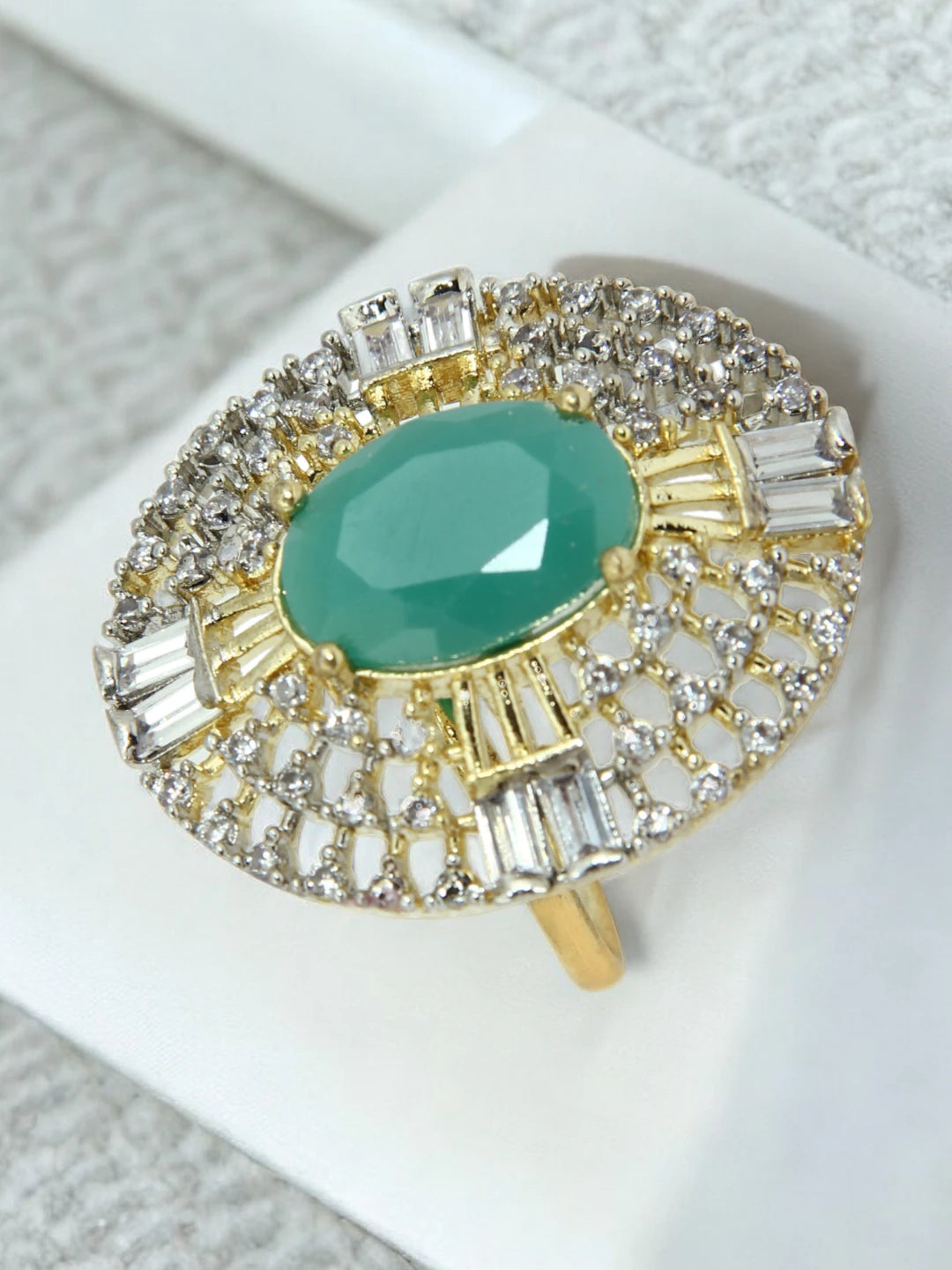 Gold Plated Mint Green Ring