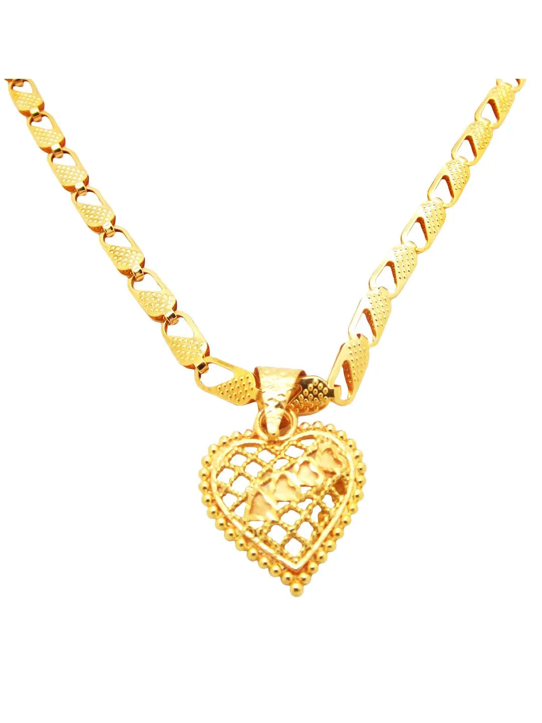Checkered Heart Pendant Chain