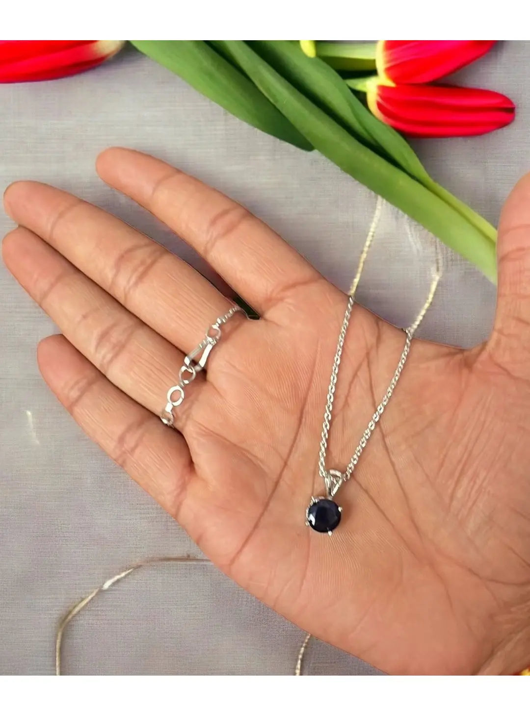 Royal Blue Stone Pendant Chain