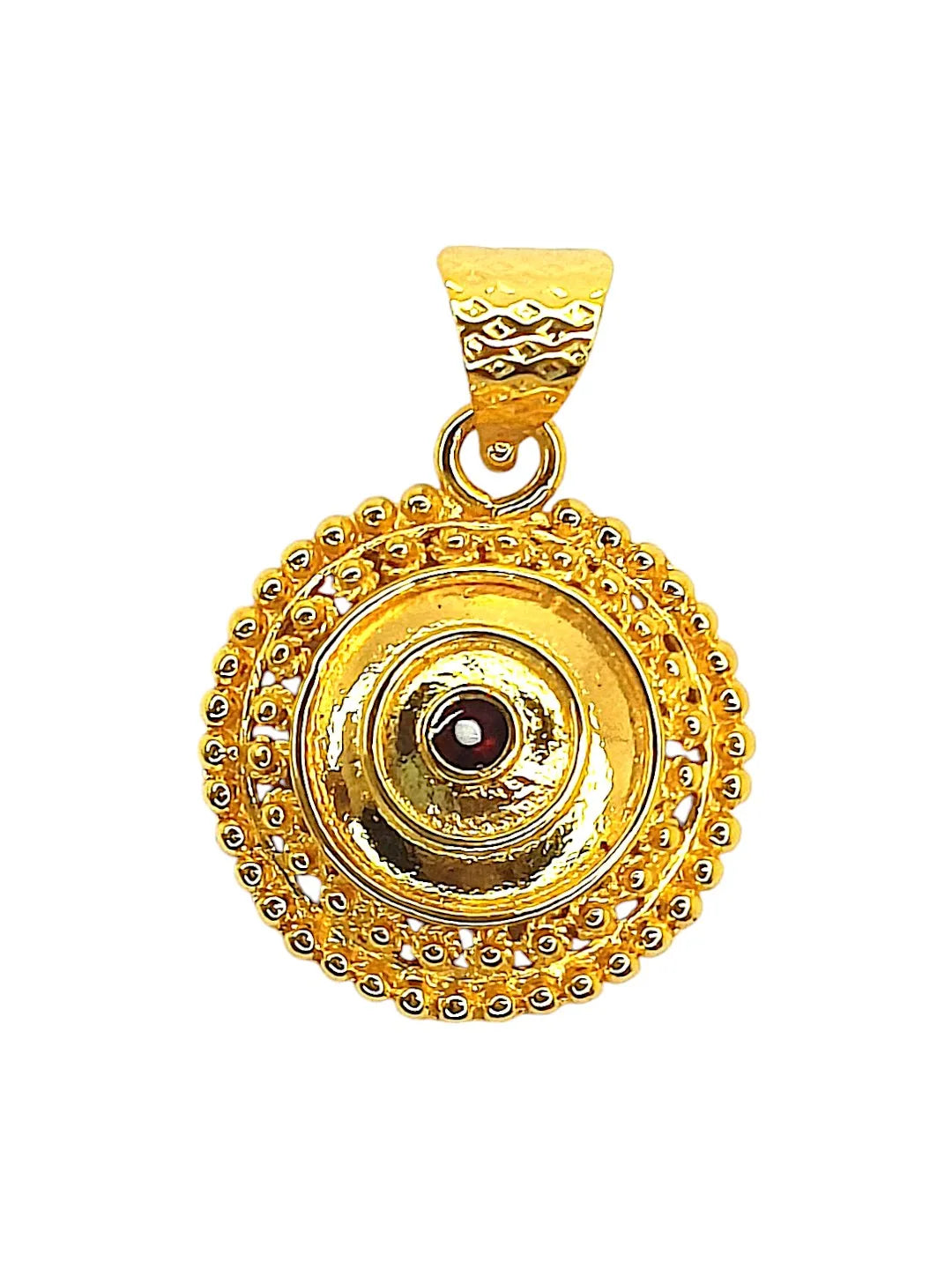 Men Gold-Plated Circular Stone Studded Pendant
