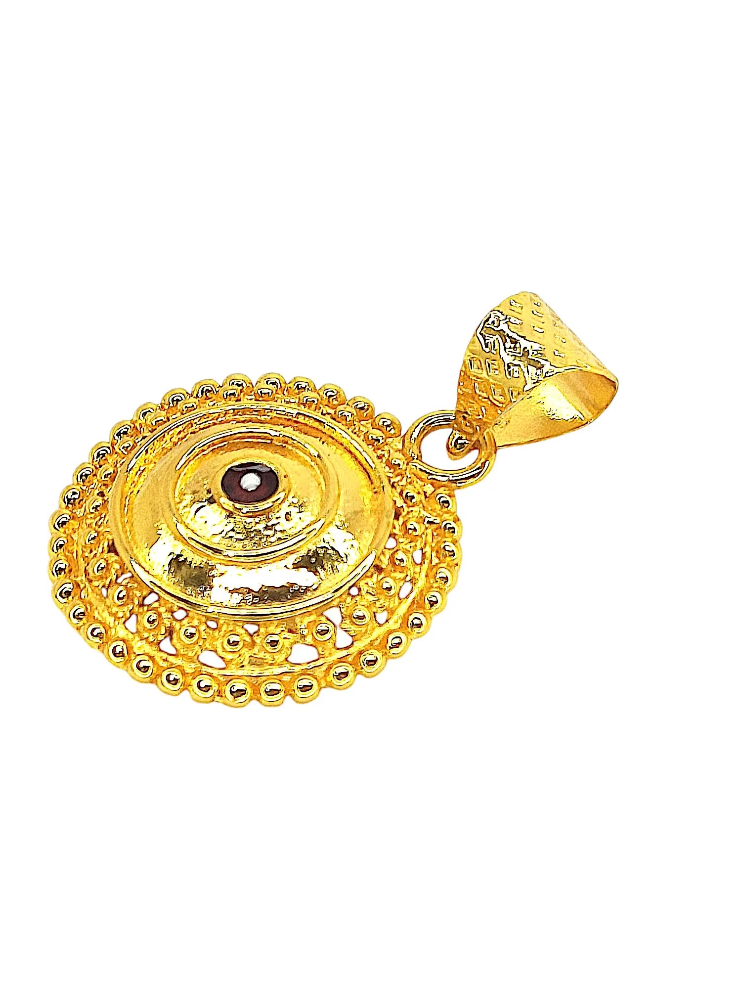 Men Gold-Plated Circular Stone Studded Pendant