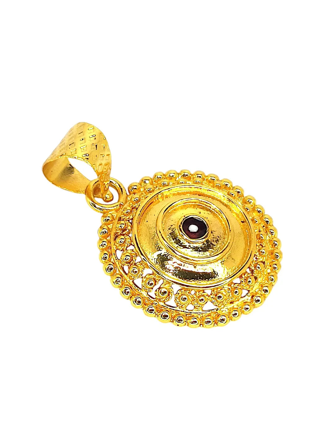Men Gold-Plated Circular Stone Studded Pendant
