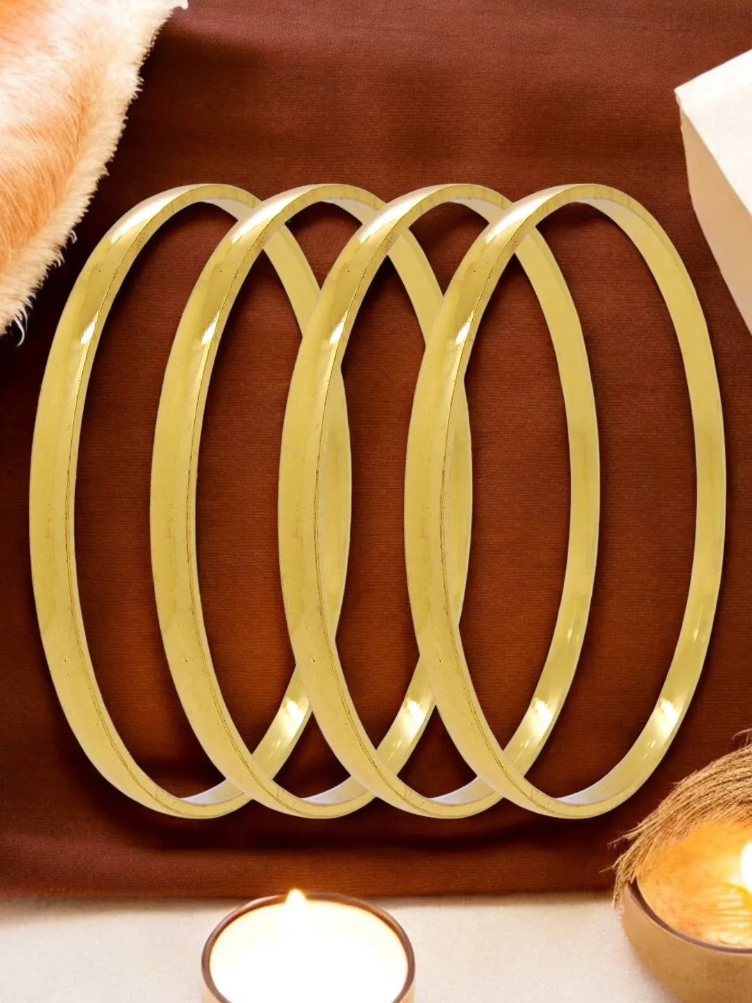 Set Of 4 Gold Plated Machine Cut Bangles Set
