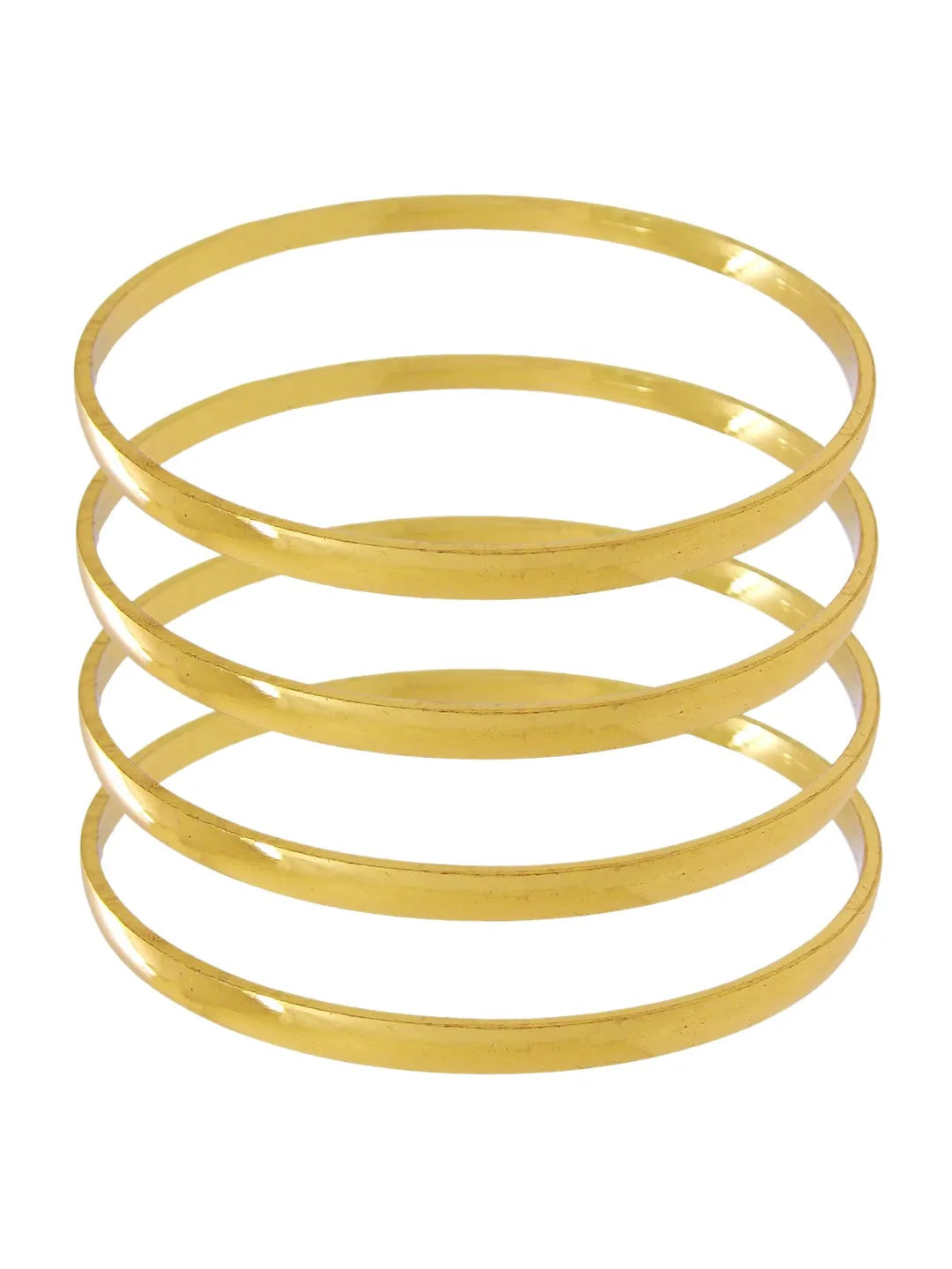 Set Of 4 Gold Plated Machine Cut Bangles Set