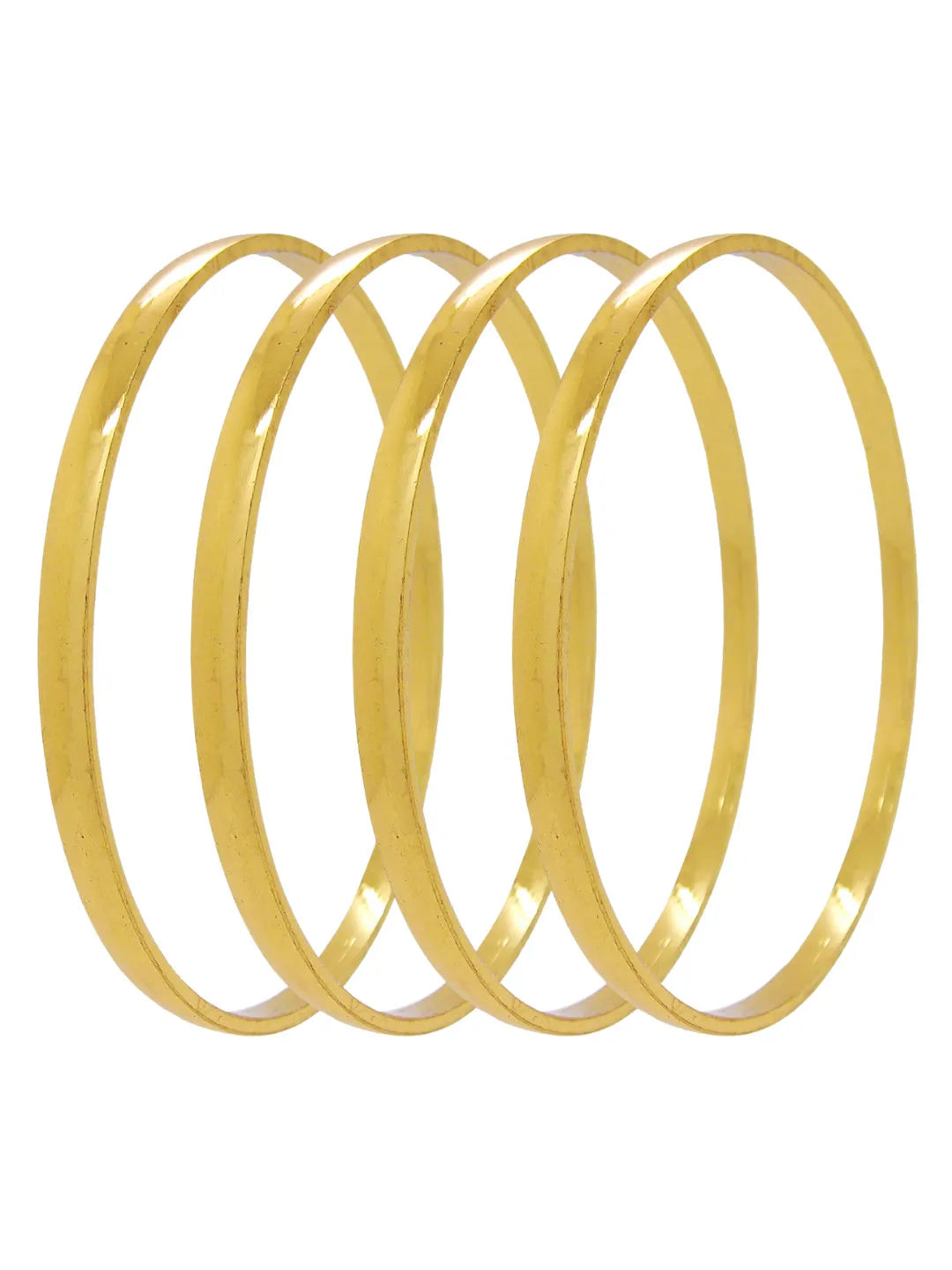 Set Of 4 Gold Plated Machine Cut Bangles Set