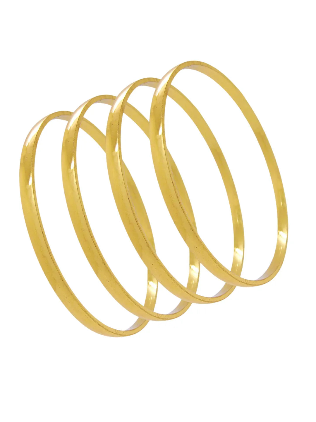 Set Of 4 Gold Plated Machine Cut Bangles Set