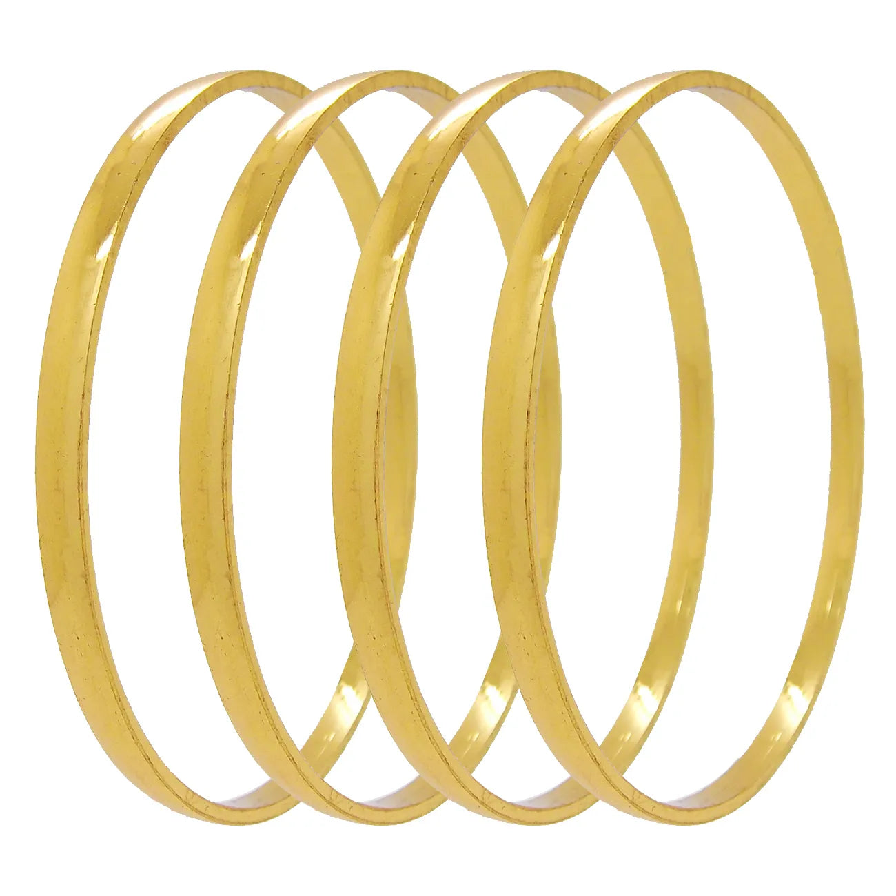 Set Of 4 Gold Plated Machine Cut Bangles Set