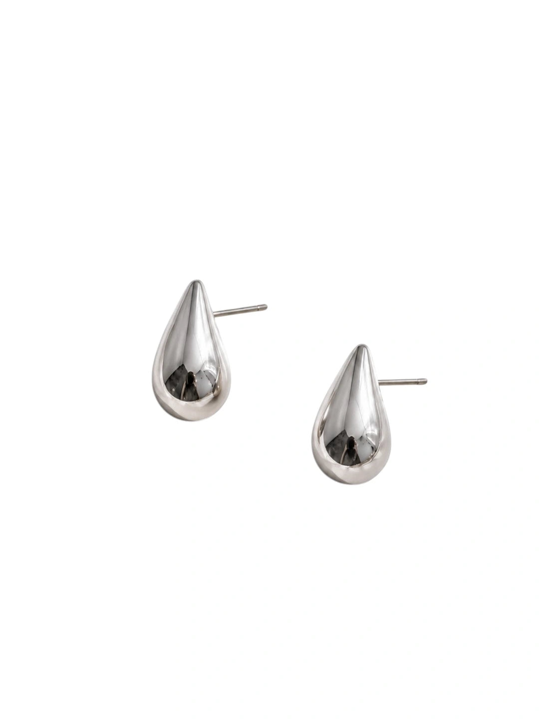 Teardrop Anti Tarnish Silver Tone Stud Earrings
