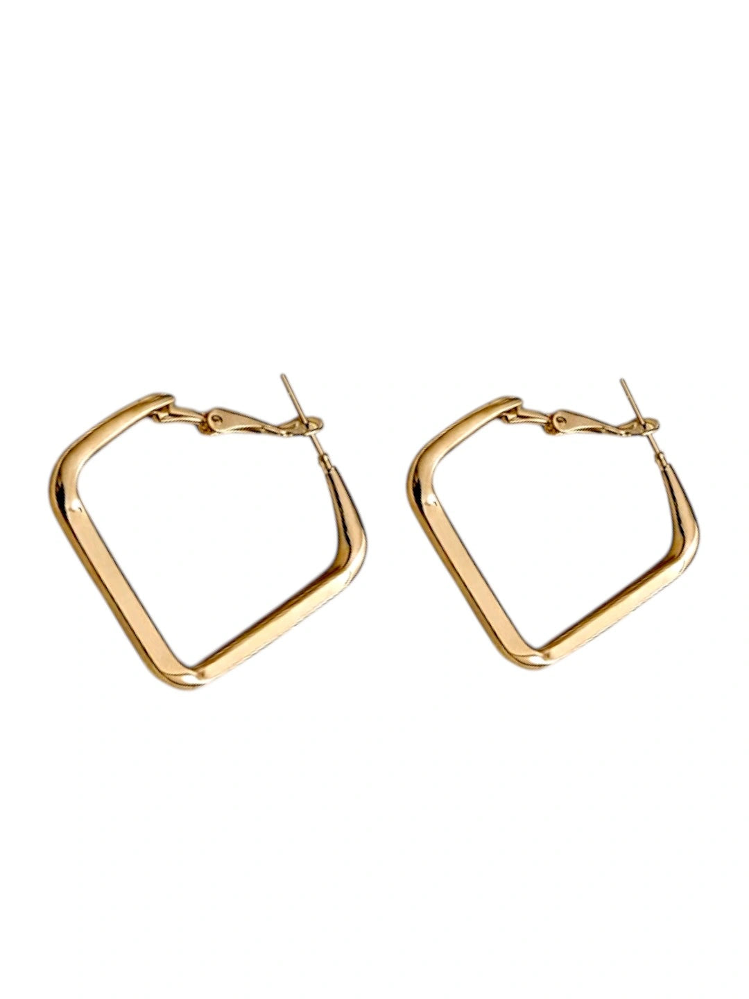 Square Gold Tone Anti-Tarnish Hoop Earrings