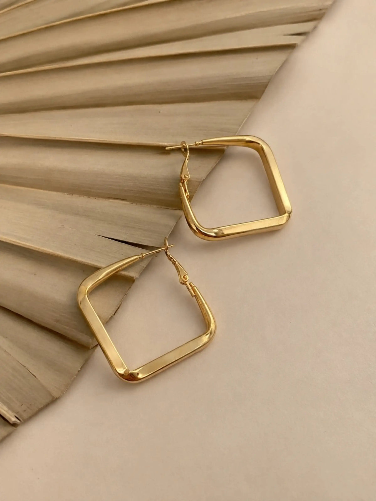 Square Gold Tone Anti-Tarnish Hoop Earrings