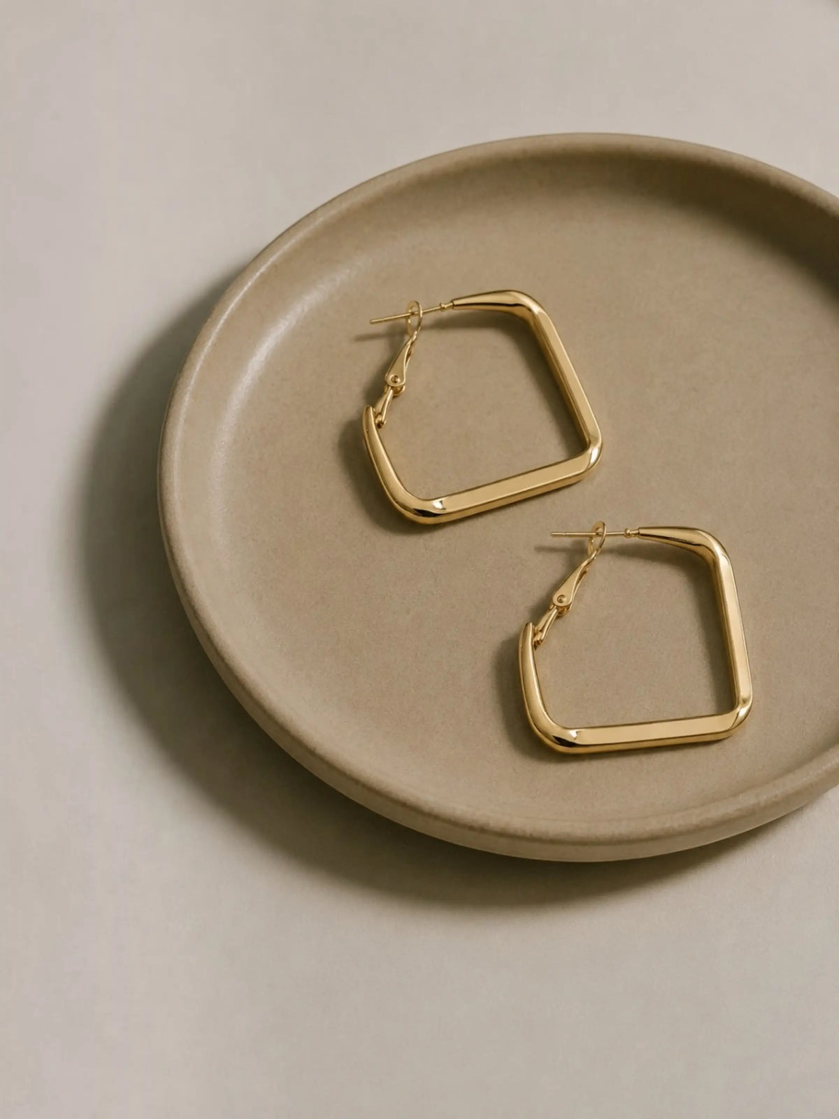 Square Gold Tone Anti-Tarnish Hoop Earrings