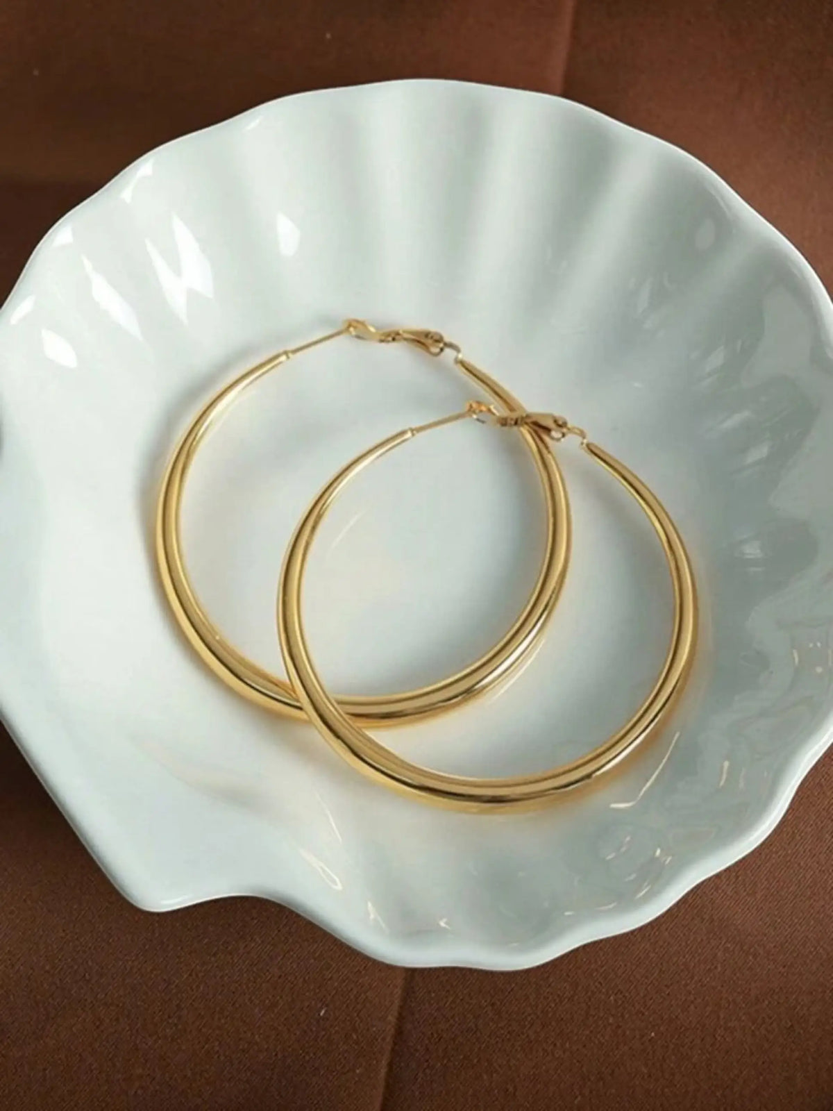Classic Circle Gold Tone Anti-Tarnish Hoop Earrings
