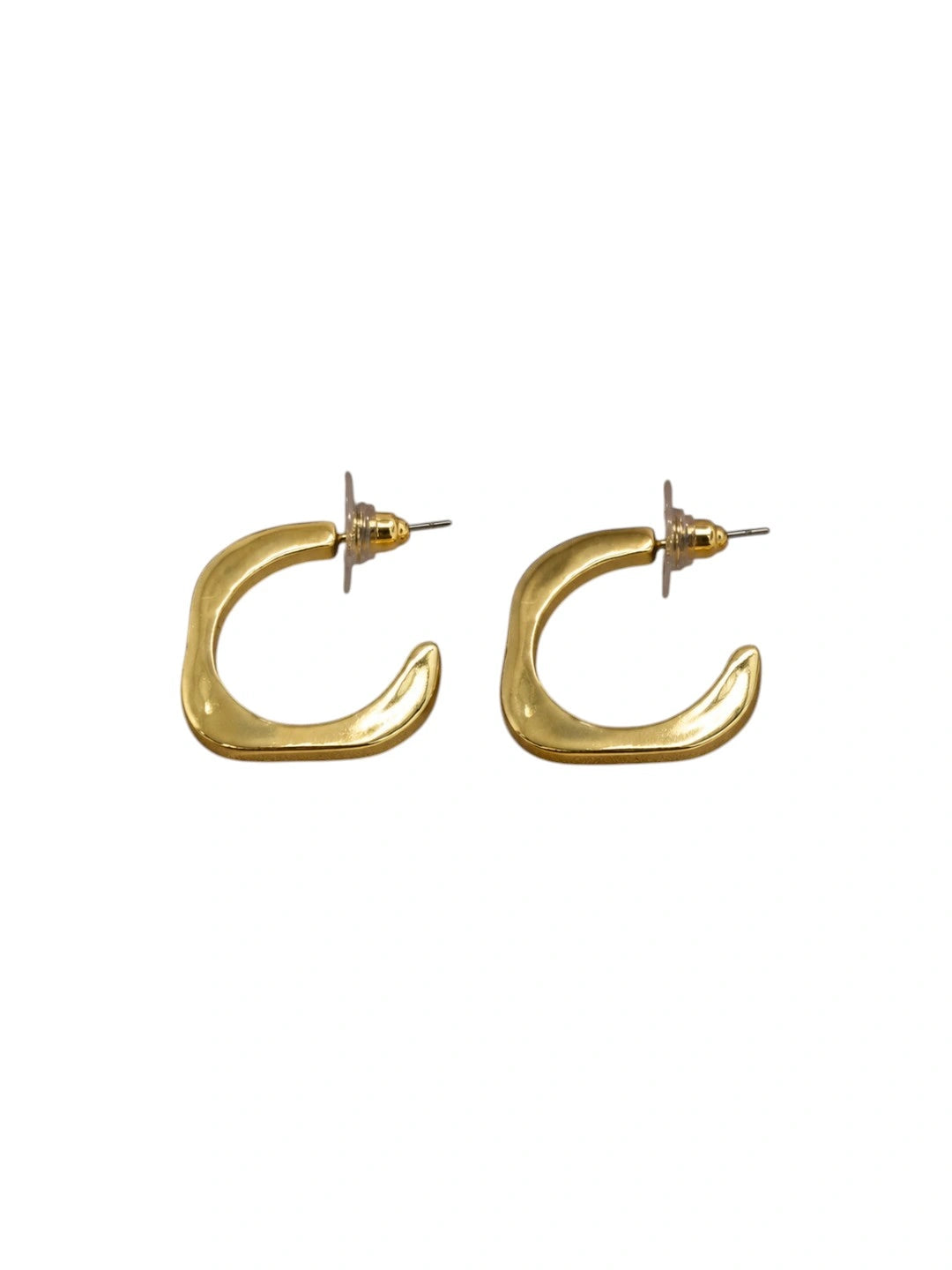 Geometric Gold Tone Anti-Tarnish Hoop Earrings