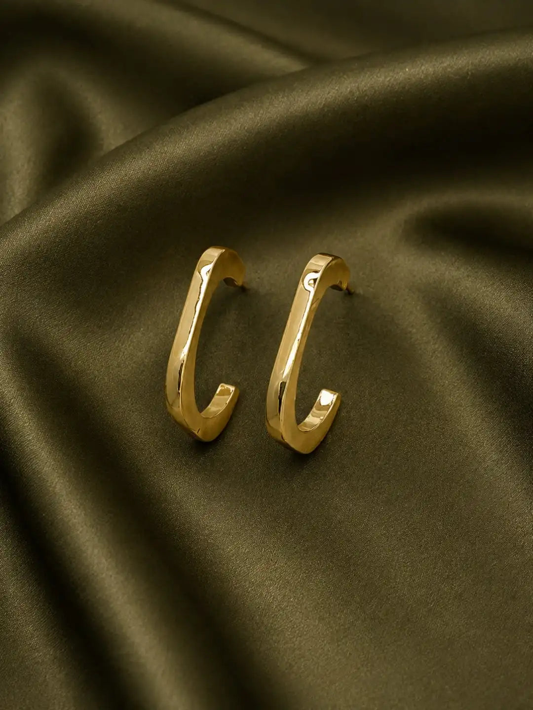 Geometric Gold Tone Anti-Tarnish Hoop Earrings