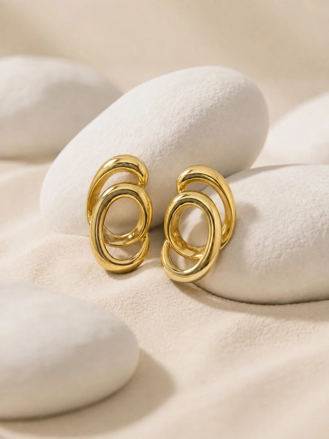 Gold-Toned Intertwined Anti-Tarnish Stud Earrings